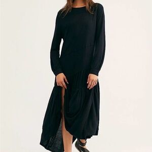 Free People FP Beach Black Jilly Midi Dress Size Small